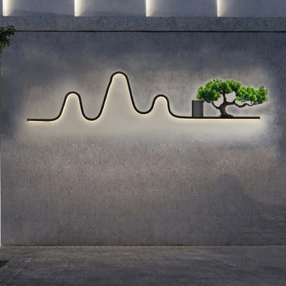 Contemporary Aluminum Arc Faux Pine Wood LED Wall Sconce