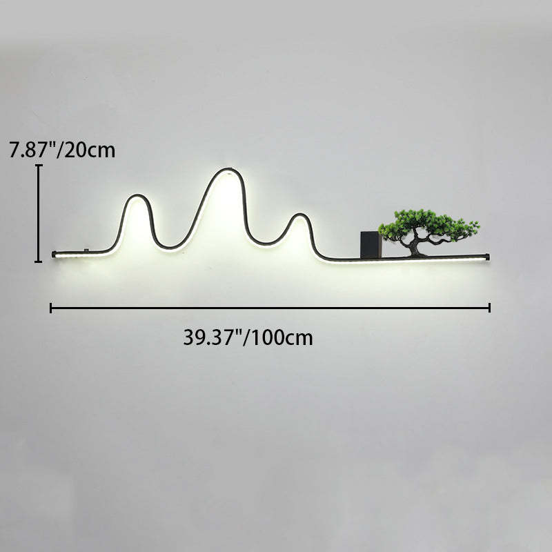 Contemporary Aluminum Arc Faux Pine Wood LED Wall Sconce — Infinitely Dimmable / 220V-240V For UK/AU