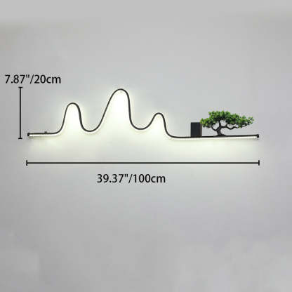 Contemporary Aluminum Arc Faux Pine Wood LED Wall Sconce — Infinitely Dimmable / 220V-240V For UK/AU