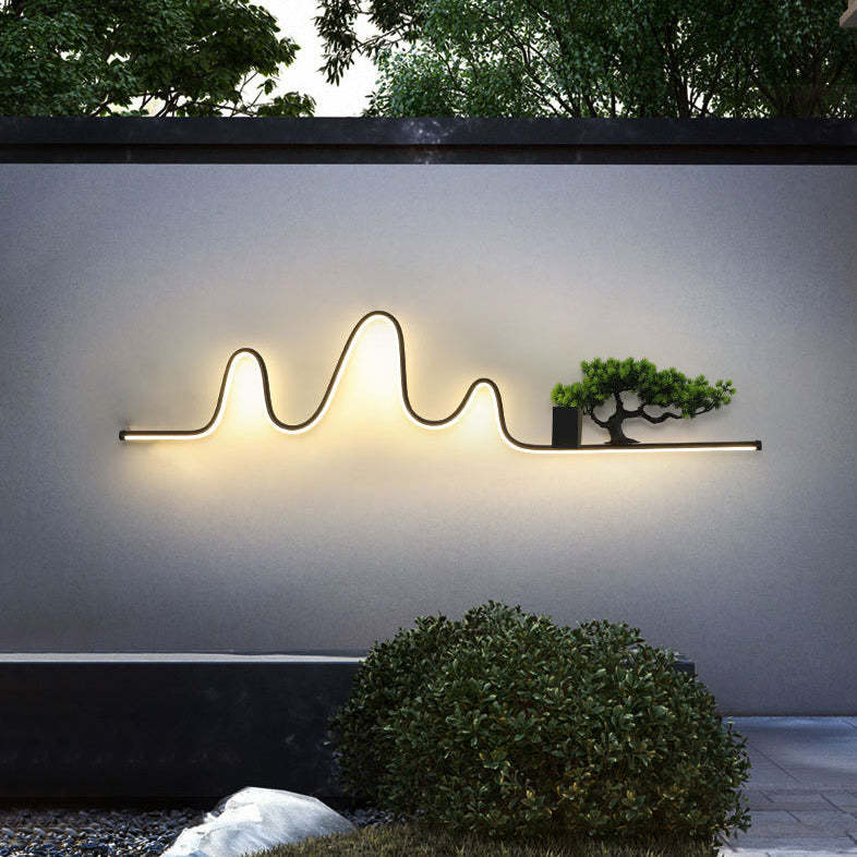 Contemporary Aluminum Arc Faux Pine Wood LED Wall Sconce — White Light (5000K) / 220V-240V For UK/AU