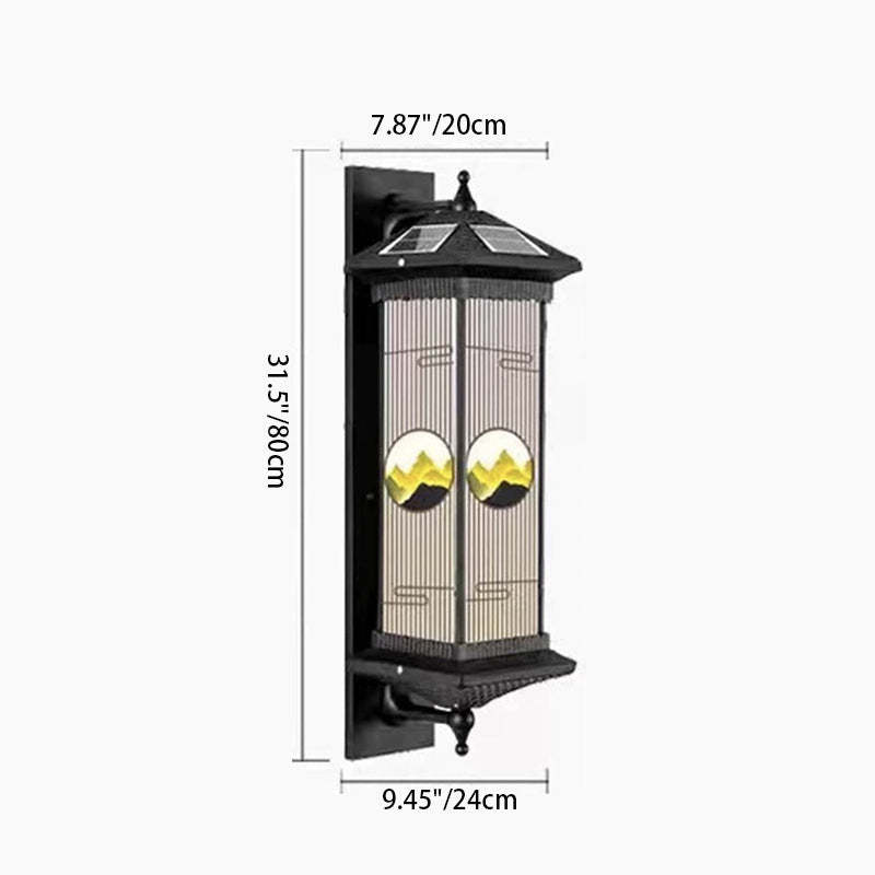 Chinese Aluminum Glass Rectangular Solar LED Wall Sconce — Brown / Infinitely Dimmable / 220V-240V For UK/AU + Solar