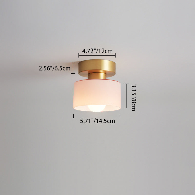 Nordic All-Copper Cylinder 1-Light Ceiling Light