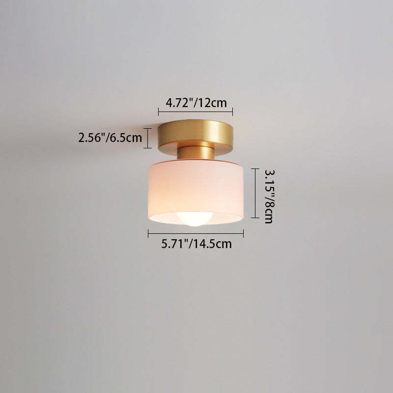 Nordic All-Copper Cylinder 1-Light Ceiling Light