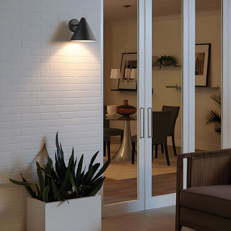 Industrial Iron Geometric Cone Outdoor Wall Sconce