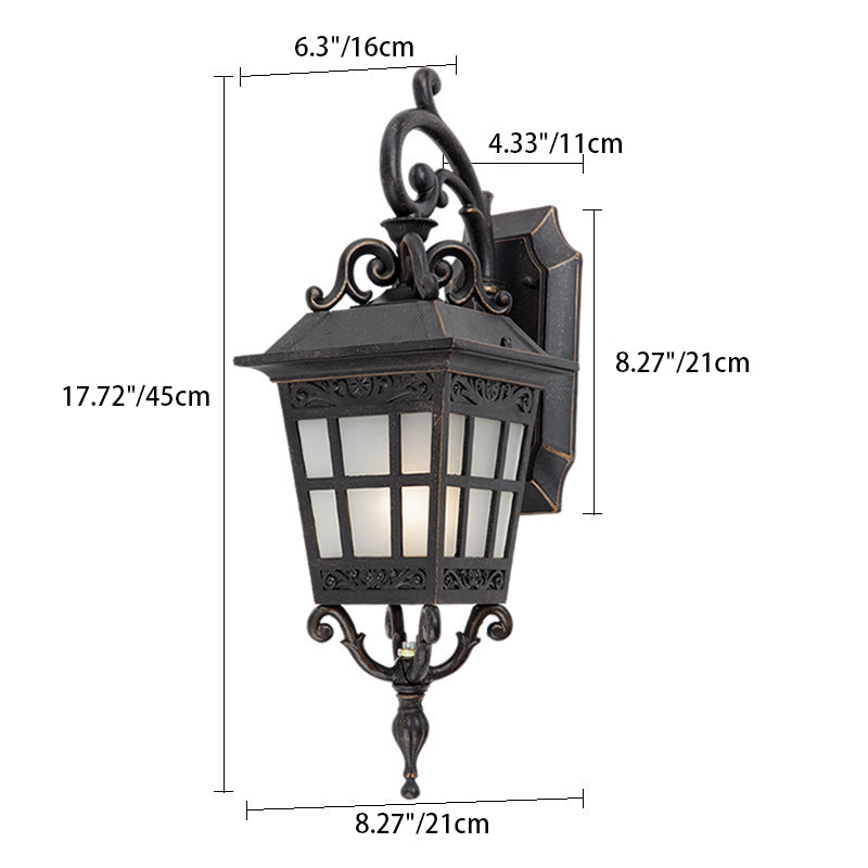 Industrial Aluminum Frame Frosted Glass Outdoor Wall Sconce