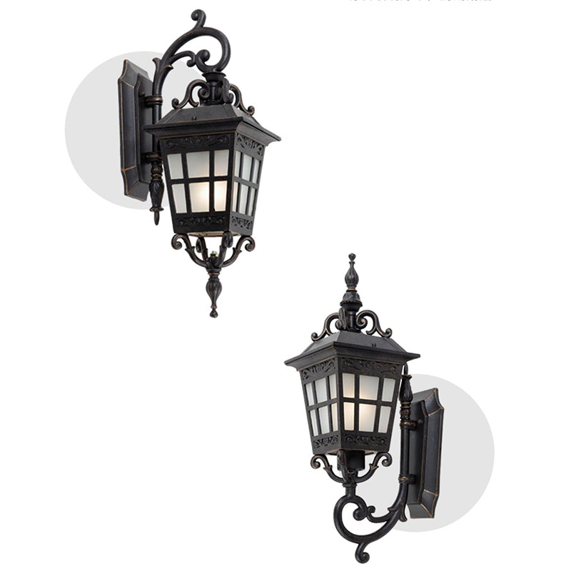 Industrial Aluminum Frame Frosted Glass Outdoor Wall Sconce