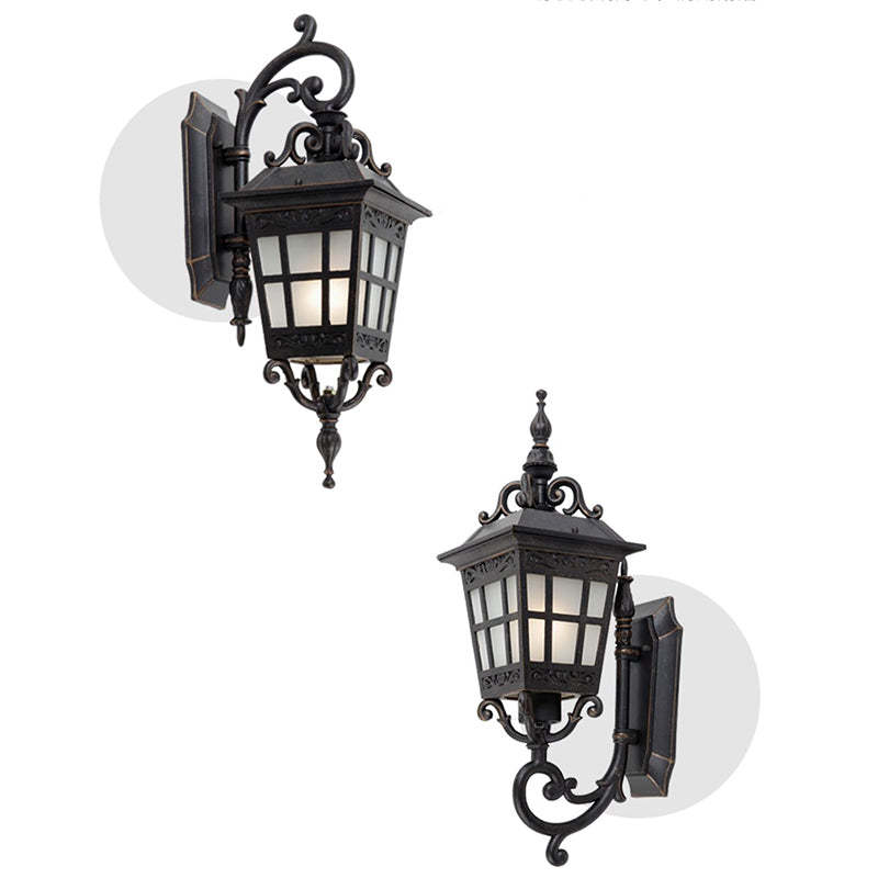 Industrial Aluminum Frame Frosted Glass Outdoor Wall Sconce