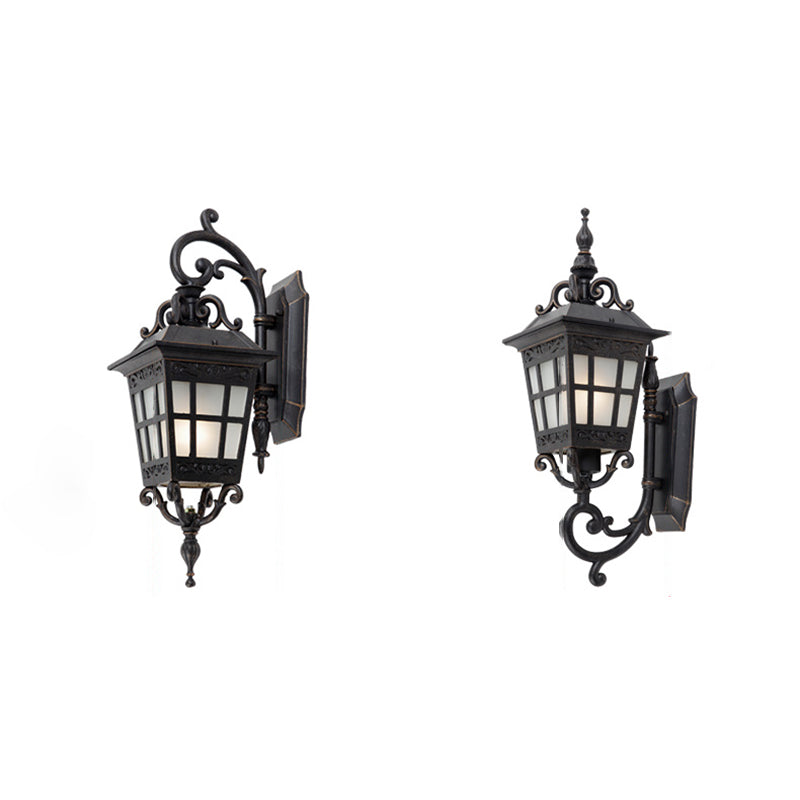 Industrial Aluminum Frame Frosted Glass Outdoor Wall Sconce