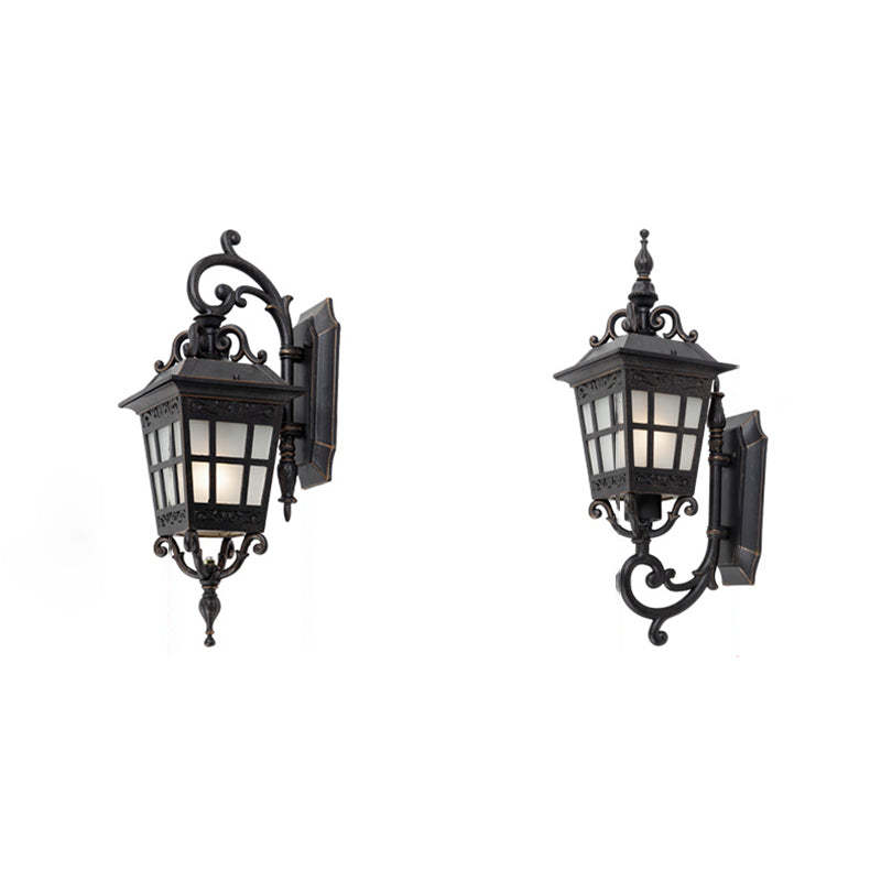 Industrial Aluminum Frame Frosted Glass Outdoor Wall Sconce