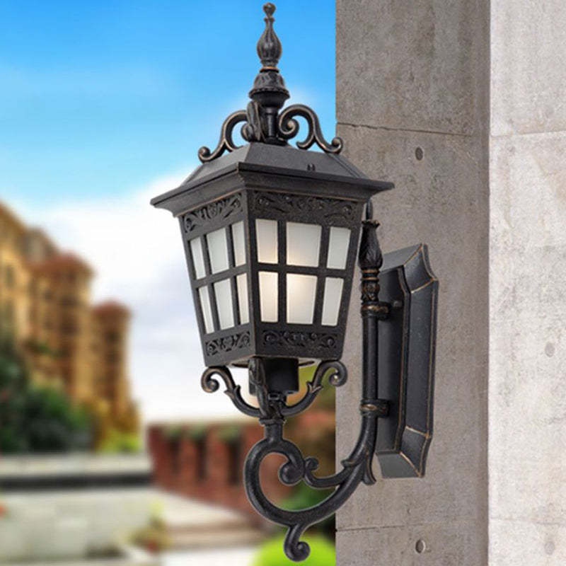 Industrial Aluminum Frame Frosted Glass Outdoor Wall Sconce