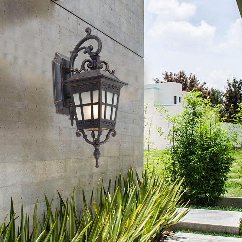 Industrial Aluminum Frame Frosted Glass Outdoor Wall Sconce