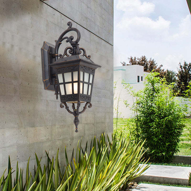 Industrial Aluminum Frame Frosted Glass Outdoor Wall Sconce