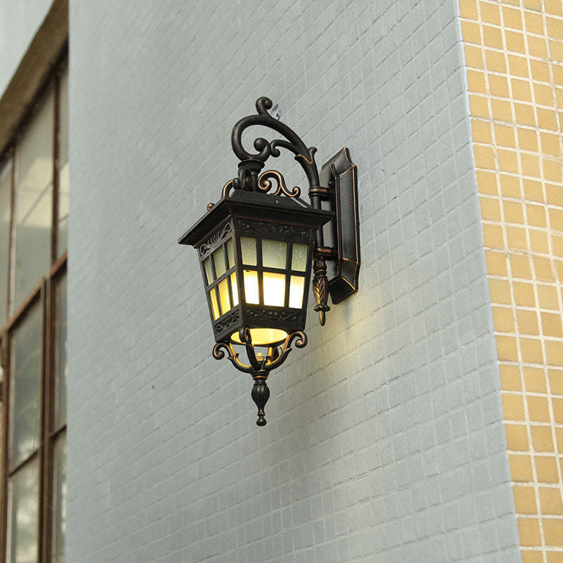 Industrial Aluminum Frame Frosted Glass Outdoor Wall Sconce