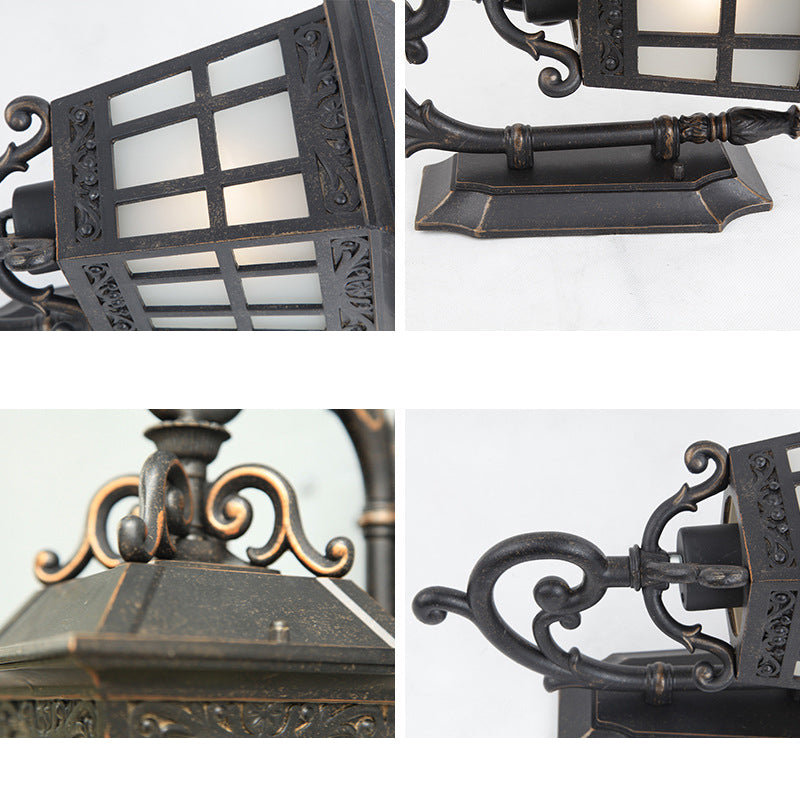 Industrial Aluminum Frame Frosted Glass Outdoor Wall Sconce