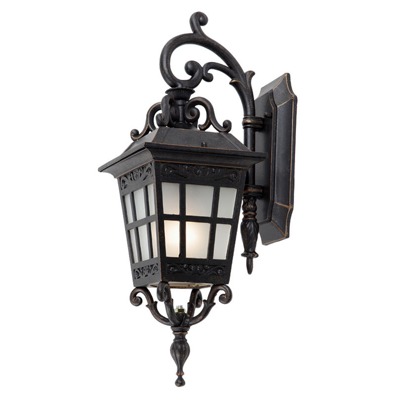 Industrial Aluminum Frame Frosted Glass Outdoor Wall Sconce