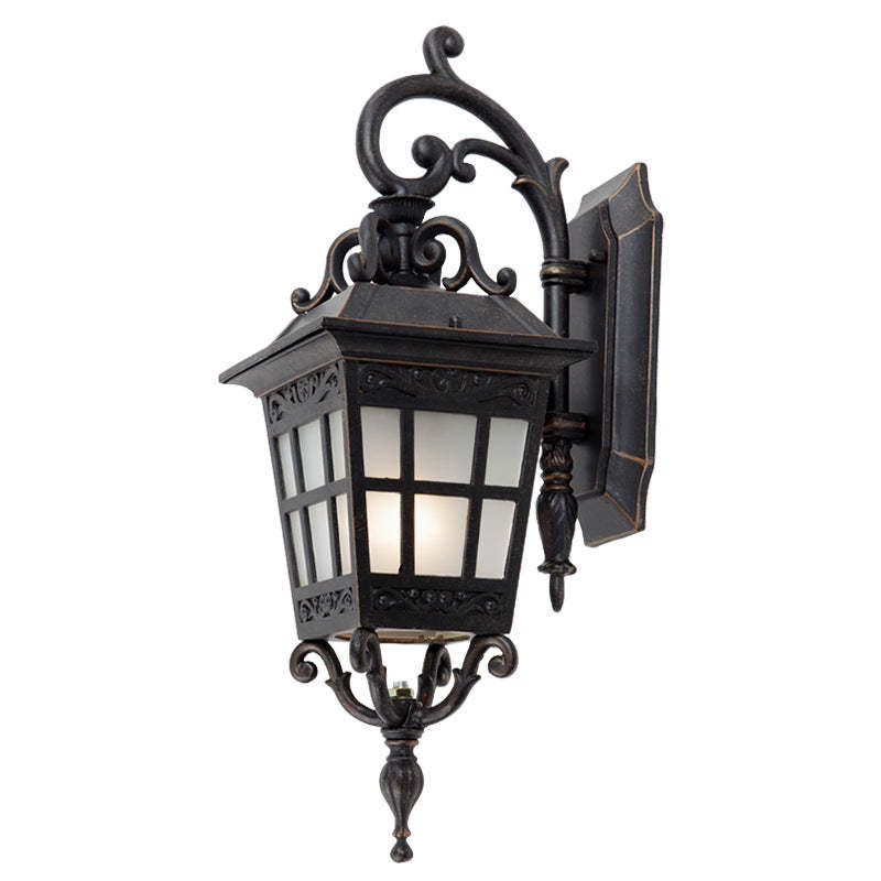 Industrial Aluminum Frame Frosted Glass Outdoor Wall Sconce