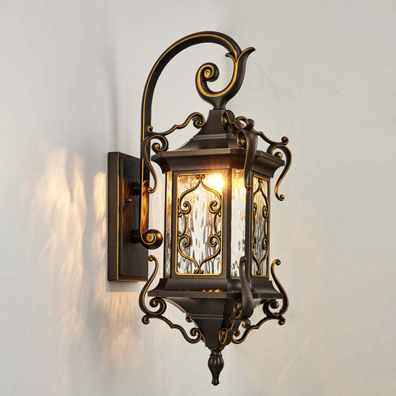 European Aluminum Arc Carved Ripple Glass Wall Sconce