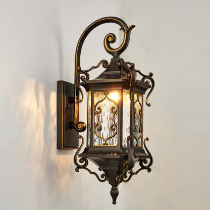 European Aluminum Arc Carved Ripple Glass Wall Sconce