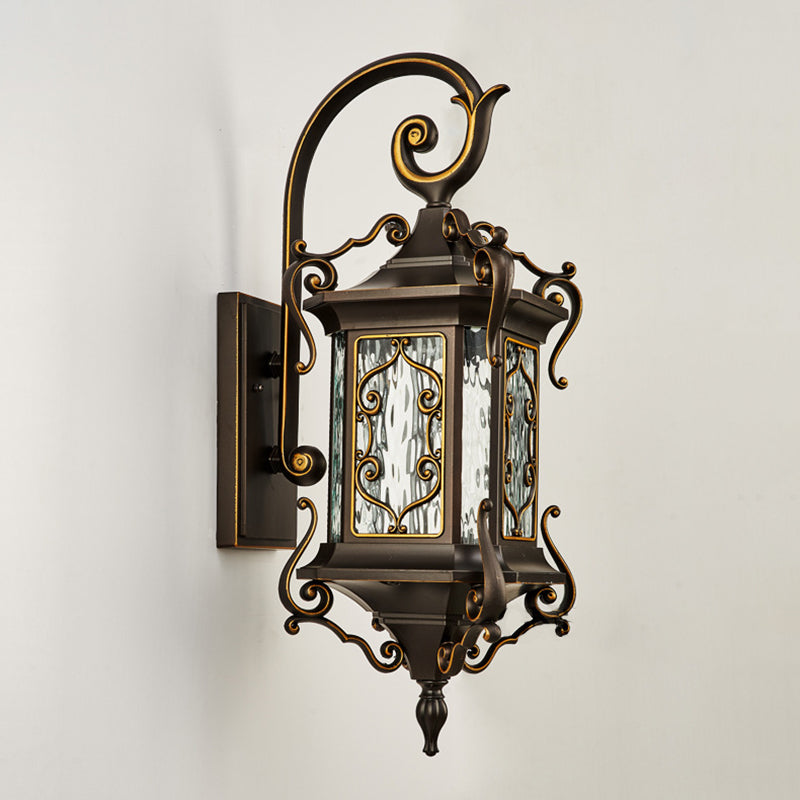 European Aluminum Arc Carved Ripple Glass Wall Sconce