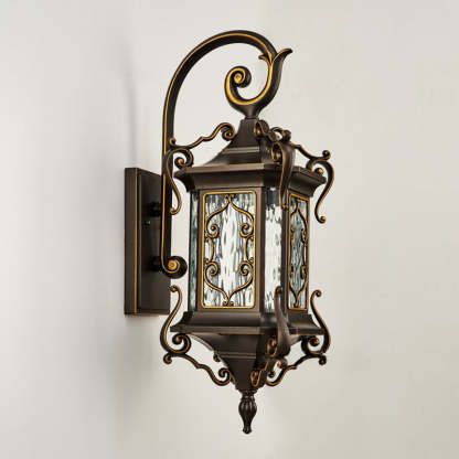 European Aluminum Arc Carved Ripple Glass Wall Sconce