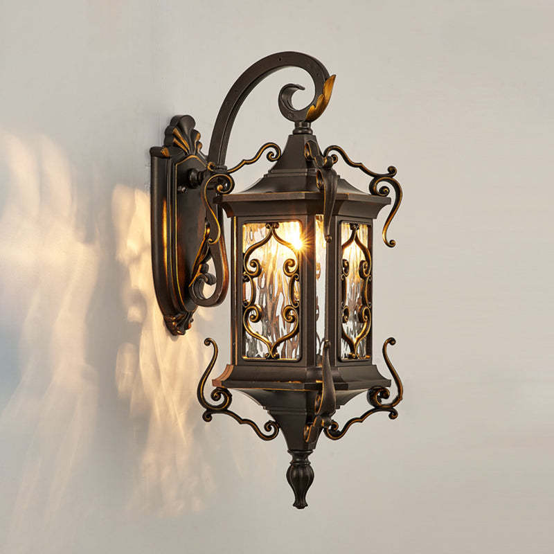 European Aluminum Arc Carved Ripple Glass Wall Sconce