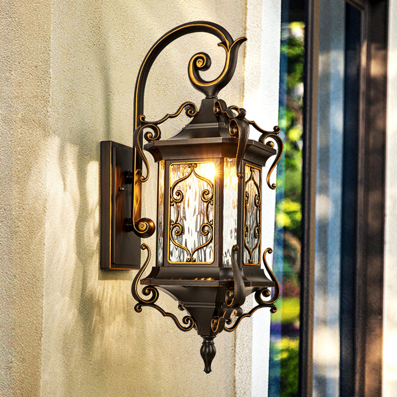 European Aluminum Arc Carved Ripple Glass Wall Sconce
