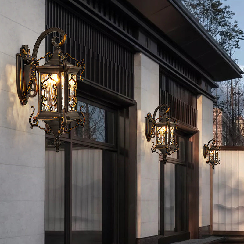 European Aluminum Arc Carved Ripple Glass Wall Sconce