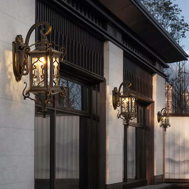 European Aluminum Arc Carved Ripple Glass Wall Sconce
