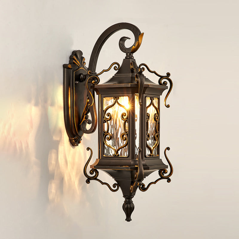 European Aluminum Arc Carved Ripple Glass Wall Sconce