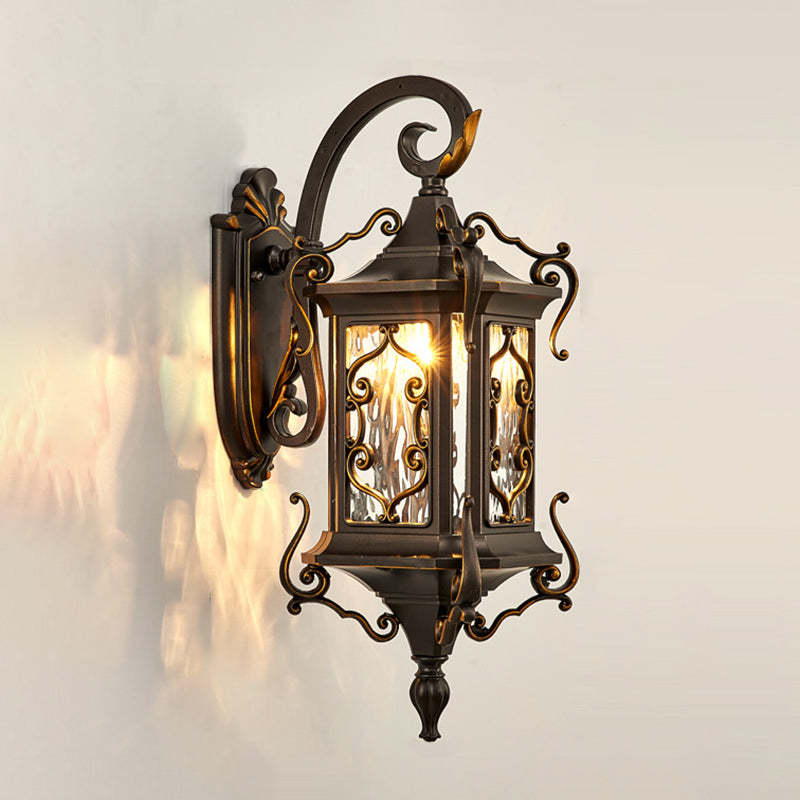 European Aluminum Arc Carved Ripple Glass Wall Sconce