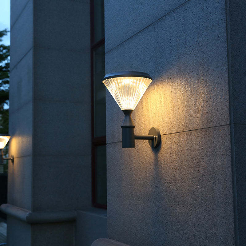 Modern Conical Aluminum LED Solar Wall Sconce