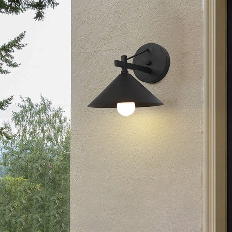 Nordic Iron Geometric Cone Outdoor Wall Sconce