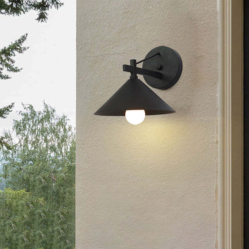 Nordic Iron Geometric Cone Outdoor Wall Sconce