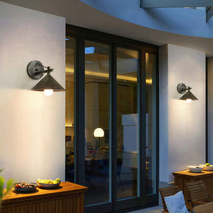 Nordic Iron Geometric Cone Outdoor Wall Sconce