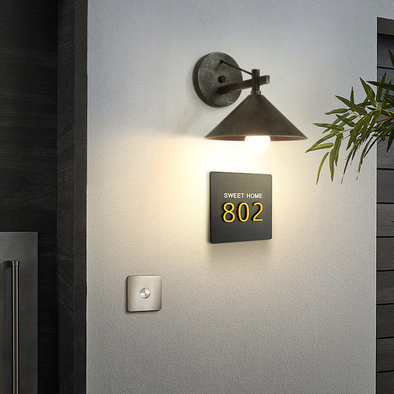 Nordic Iron Geometric Cone Outdoor Wall Sconce
