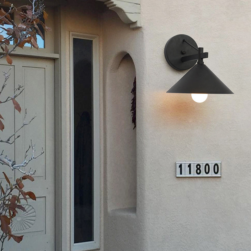 Nordic Iron Geometric Cone Outdoor Wall Sconce