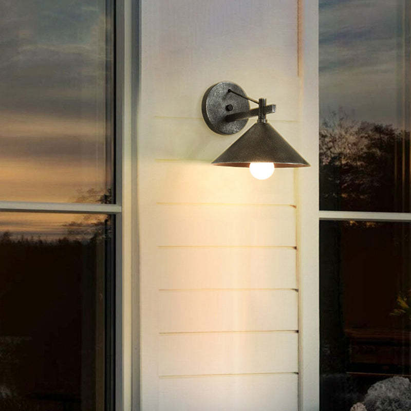 Nordic Iron Geometric Cone Outdoor Wall Sconce