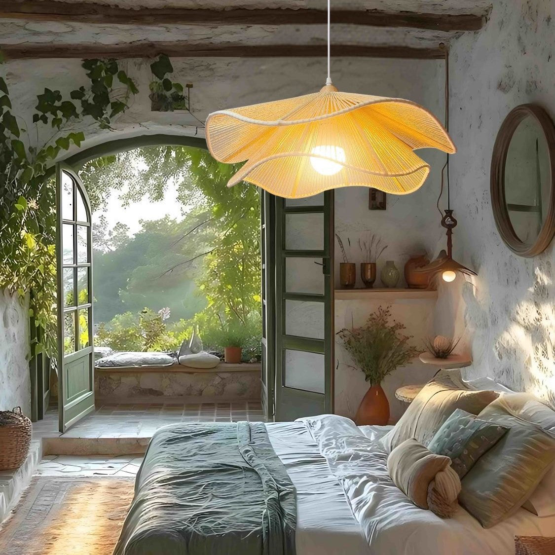 Vintage Corrugated Hemp Rope Double Layer Pendant Light