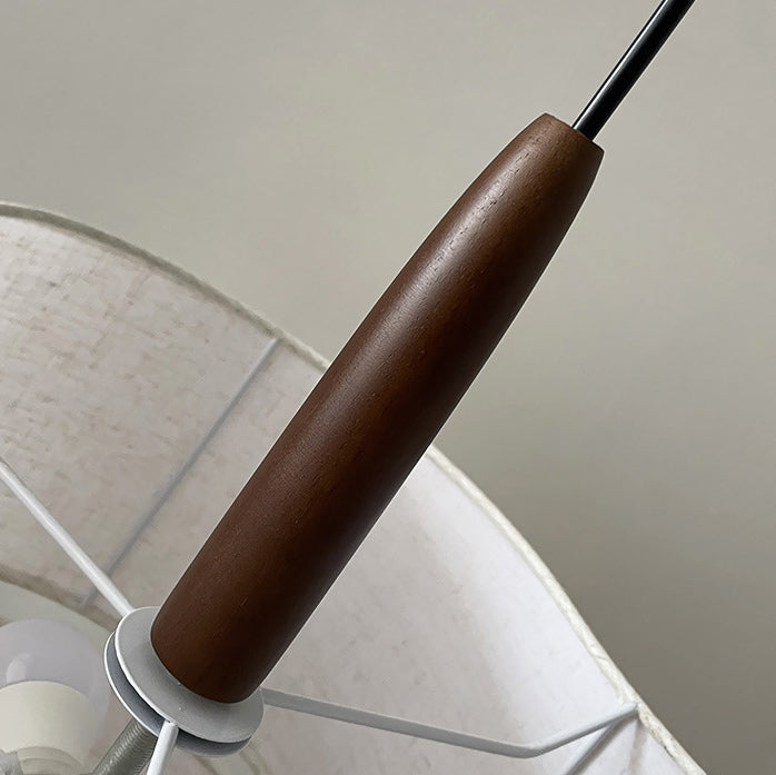 French Corrugated Fabric Solid Wood Pendant Light