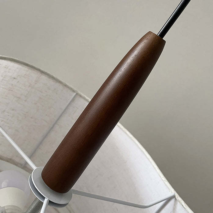 French Corrugated Fabric Solid Wood Pendant Light