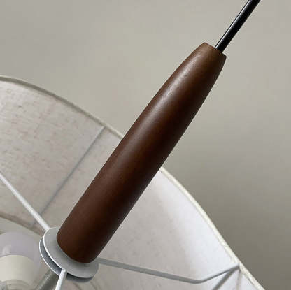 French Corrugated Fabric Solid Wood Pendant Light