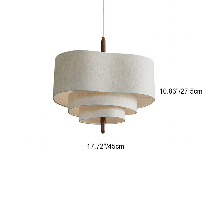French Corrugated Fabric Solid Wood Pendant Light