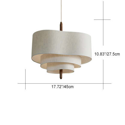 French Corrugated Fabric Solid Wood Pendant Light