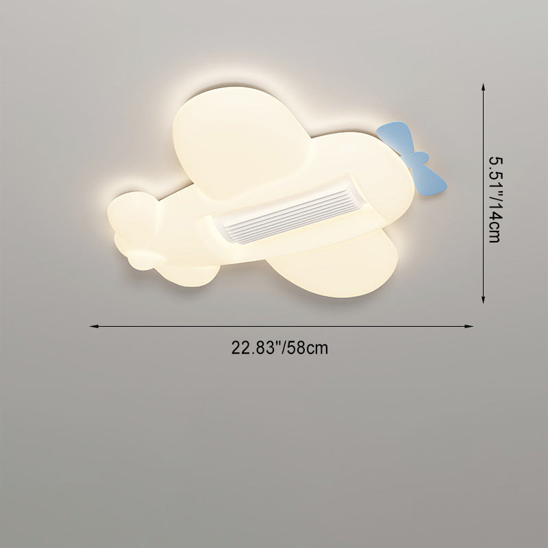 Contemporary Airplane Bladeless Flush Mount