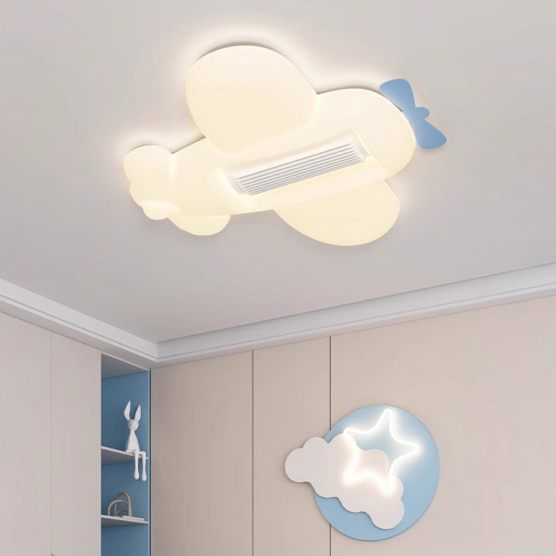 Contemporary Airplane Bladeless Flush Mount