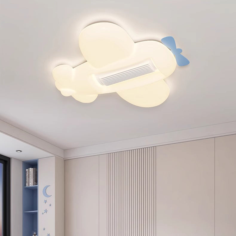 Contemporary Airplane Bladeless Flush Mount