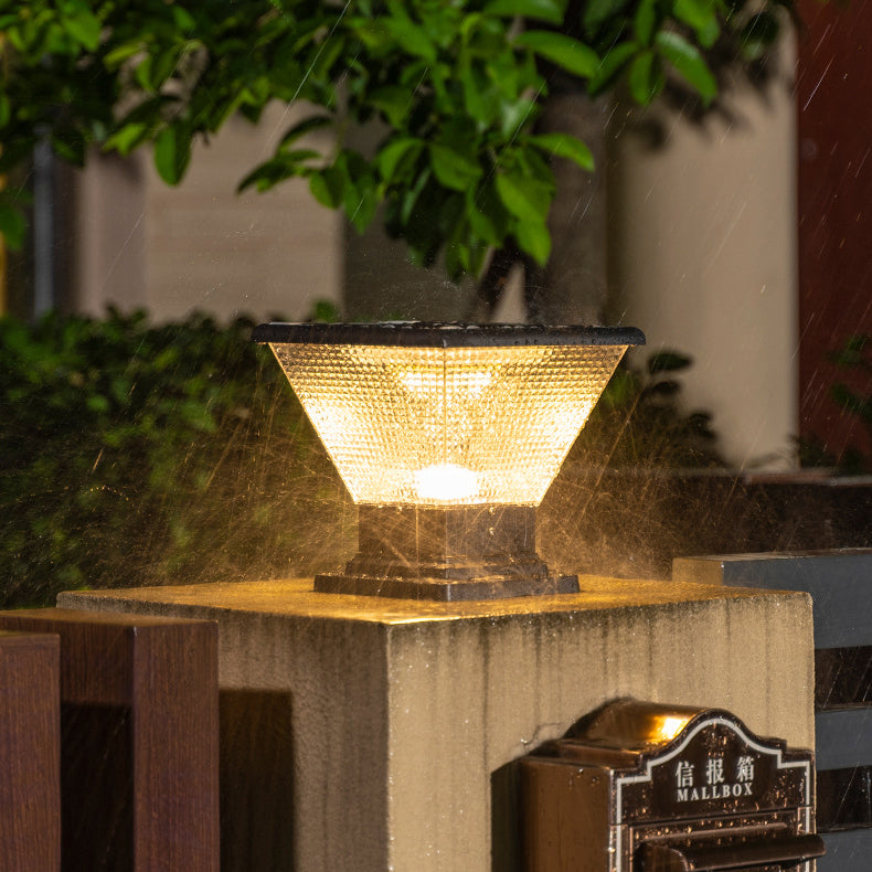Industrial Aluminum Acrylic Round LED Outdoor Post Light — Square / 110V-120V For US/CA / Warm Light (3000K)