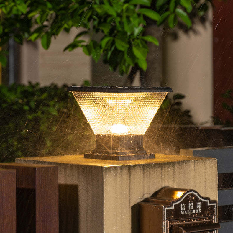 Industrial Aluminum Acrylic Round LED Outdoor Post Light — Square / 110V-120V For US/CA / Warm Light (3000K)