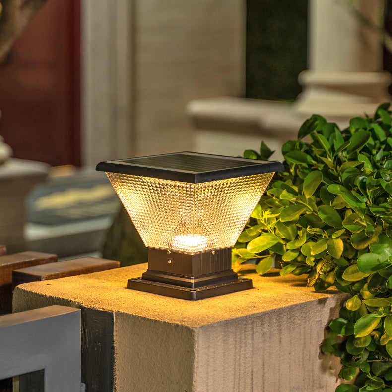 Industrial Aluminum Acrylic Round LED Outdoor Post Light — Square / 220V-240V For UK/AU / Warm Light (3000K)