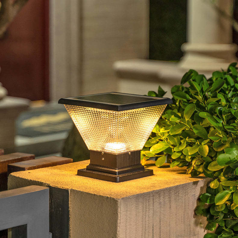 Industrial Aluminum Acrylic Round LED Outdoor Post Light — Square / 220V-240V For UK/AU / Warm Light (3000K)
